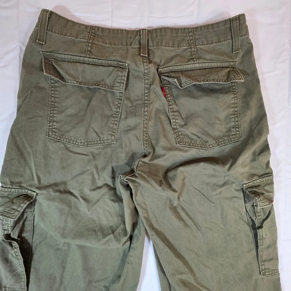 Levis 94 Baggy Cargo Pants Olive Green W30 L30 Utility Drawstring Hem
